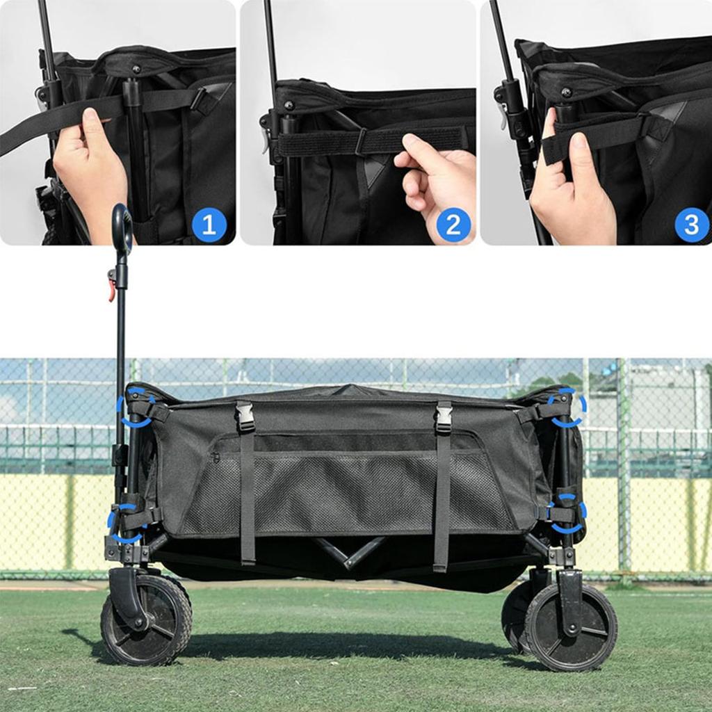 Bollerwagen Gepäcknetz Abnehmbar Mehrere Taschen Wasserdichtes Oxford-Gewebe Faltbare Bollerwagen Seitentasche