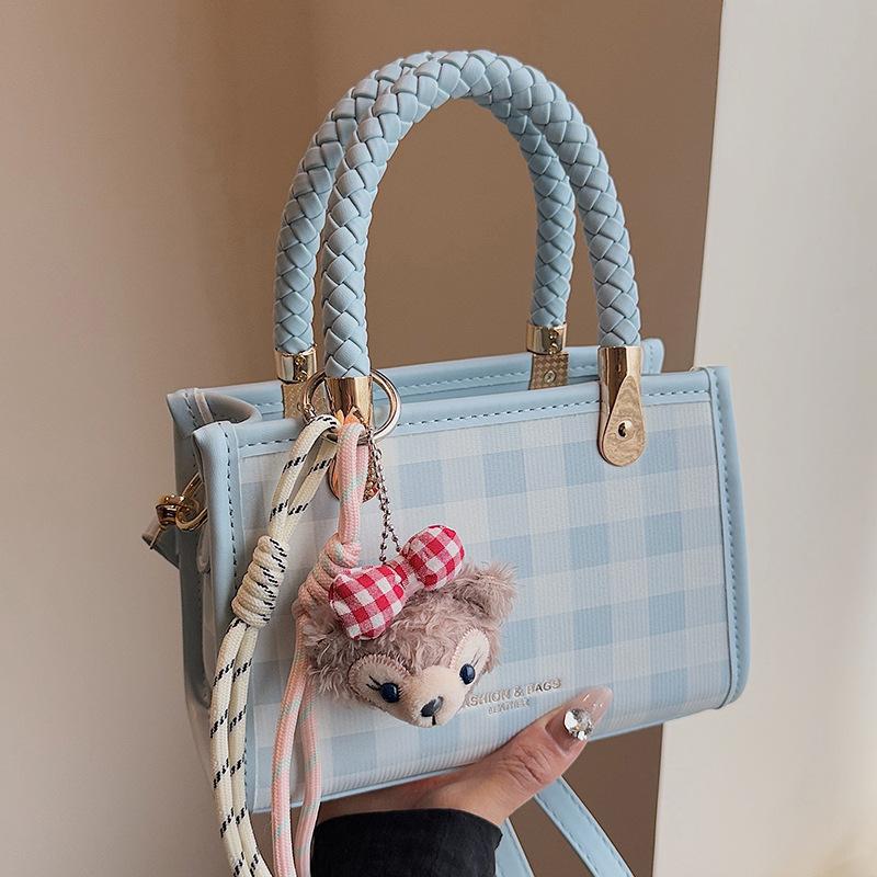 Fashion Plaid Casual Bag Women's 2025 New Trendy Handbag High Value Simple Shoulder Messenger Small Square Bag