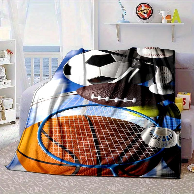 Sports Equipment Collection Blanket Flannel Blanket for bed, sofa, Camping, Hiking, Picnic Essentials, gift for family Fan gifts
