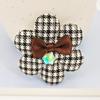 Houndstooth Five-Petal Fabric Flower Brooch & Bow Tie Accessory Set