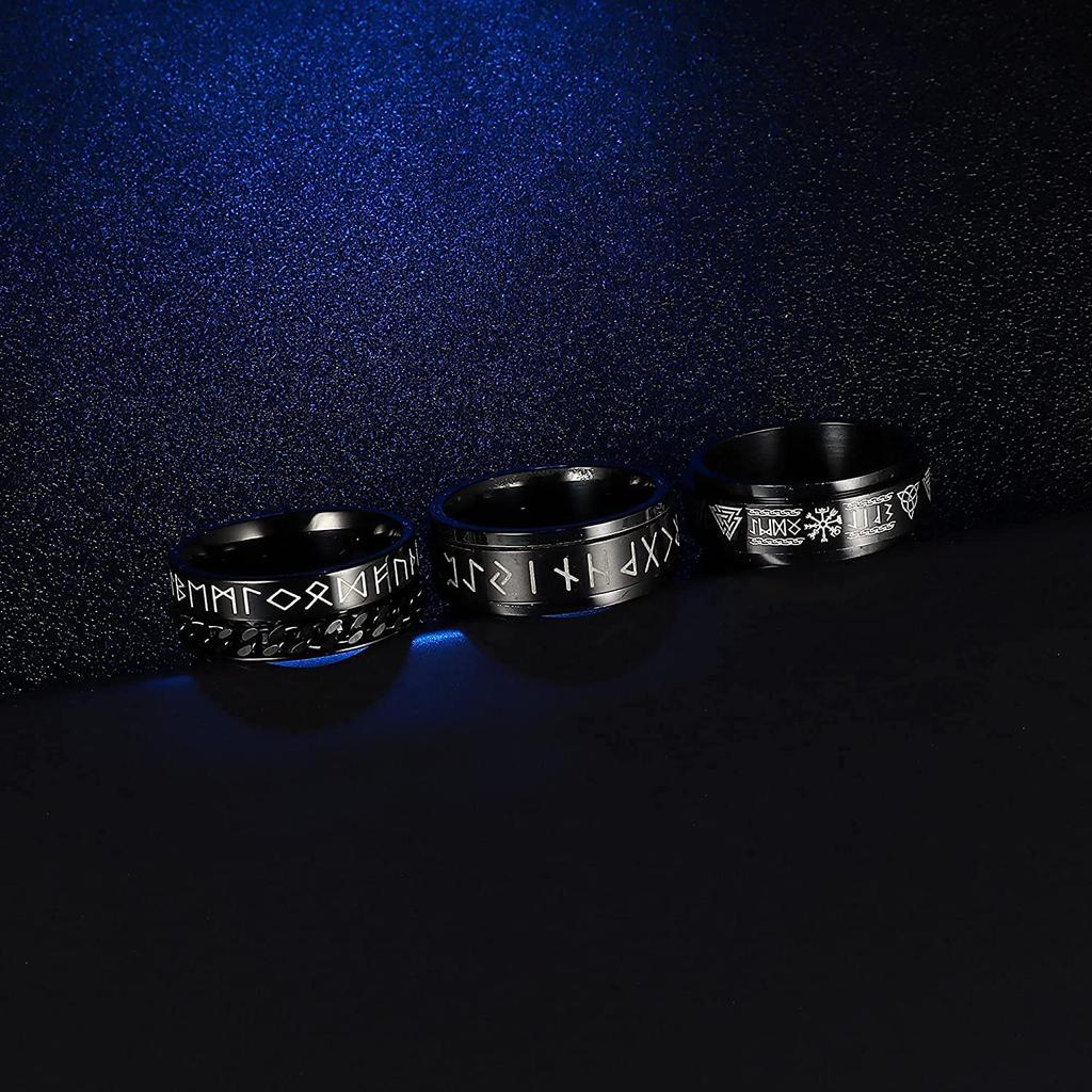 Vintage Edelstahl Odin Nordischen Viking Rune Ringe Für Männer Frauen Kühlen Spinner Fidgets Ringe Retro Nordic Amulett Schmuck Geschenke