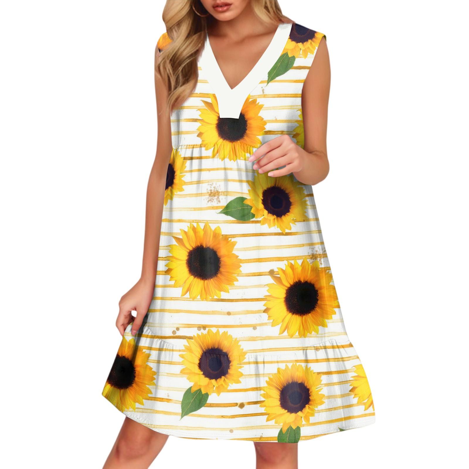 

Женский повседневный модный дышащий жилет с V-образным вырезом и карманами, цветочное праздничное платье XL жёлтый