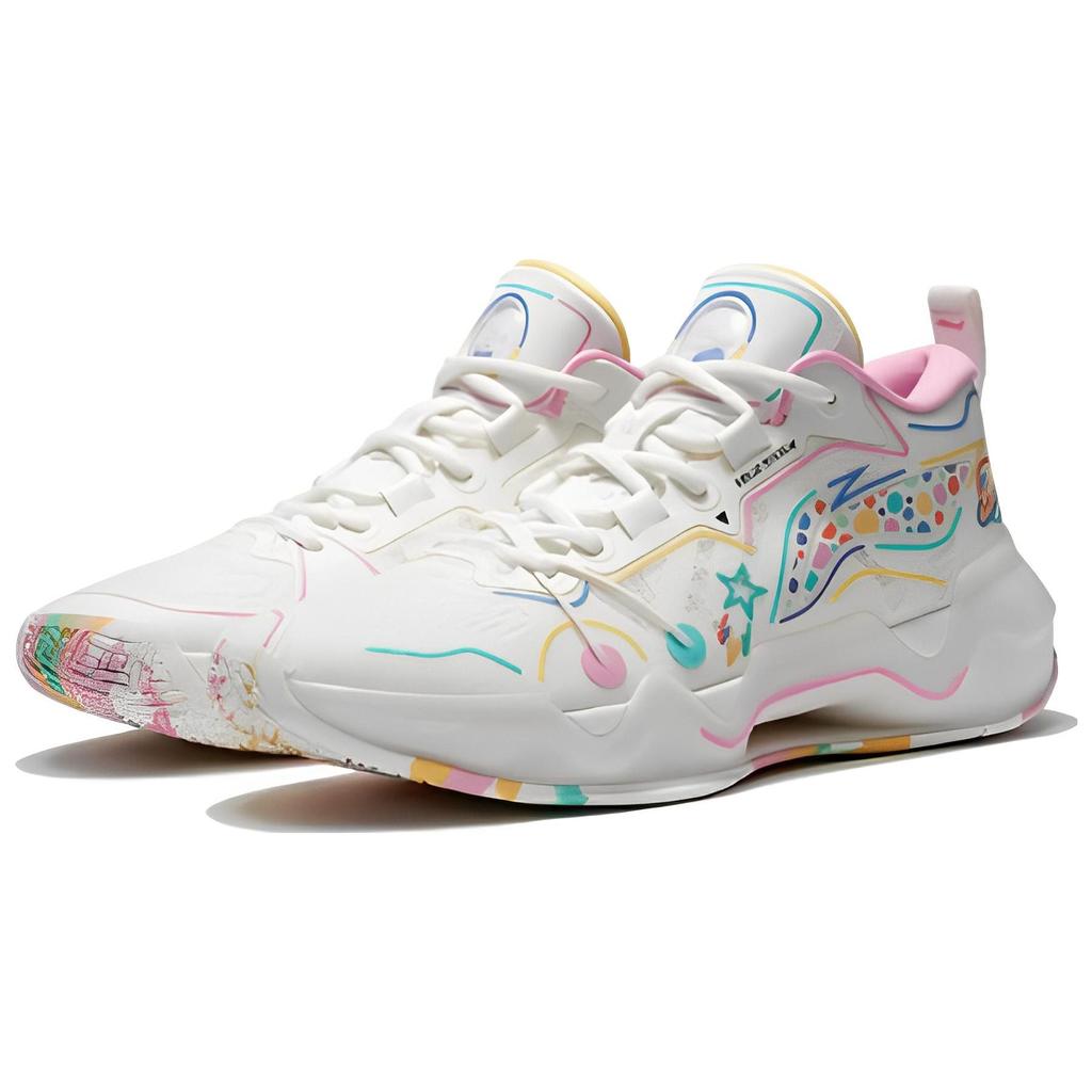 Li Ning Disney X Blade 2 Low Fabric Synthetic Leather TPU Durable Lightweight Low Top Basketball Shoes Men sneaker White Pink ABAS103-1