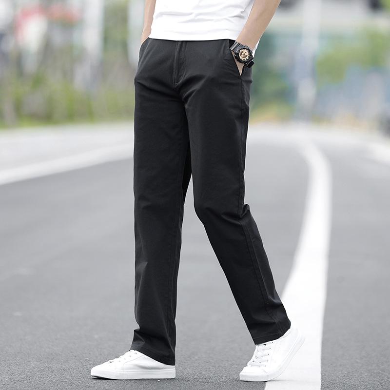 Men's Plus Size Cotton Casual Pants - Spring/Autumn 2025, Loose Straight Leg with Winter Velvet Lining