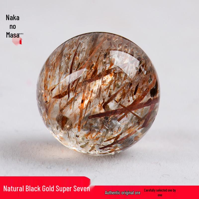 

Ожерелье и браслет из бусин рутилового кварца Супер Семь ручной работы, черного и золотистого цвета, с бусиной из мульти-камня 10mm Black Gold Super Seven Bead