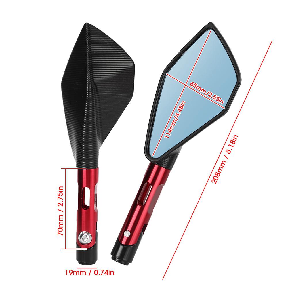 1 Pair CNC Aluminum Alloy Universal Motorcycle Pentagon Rearview Mirror Modification AccessoryRed