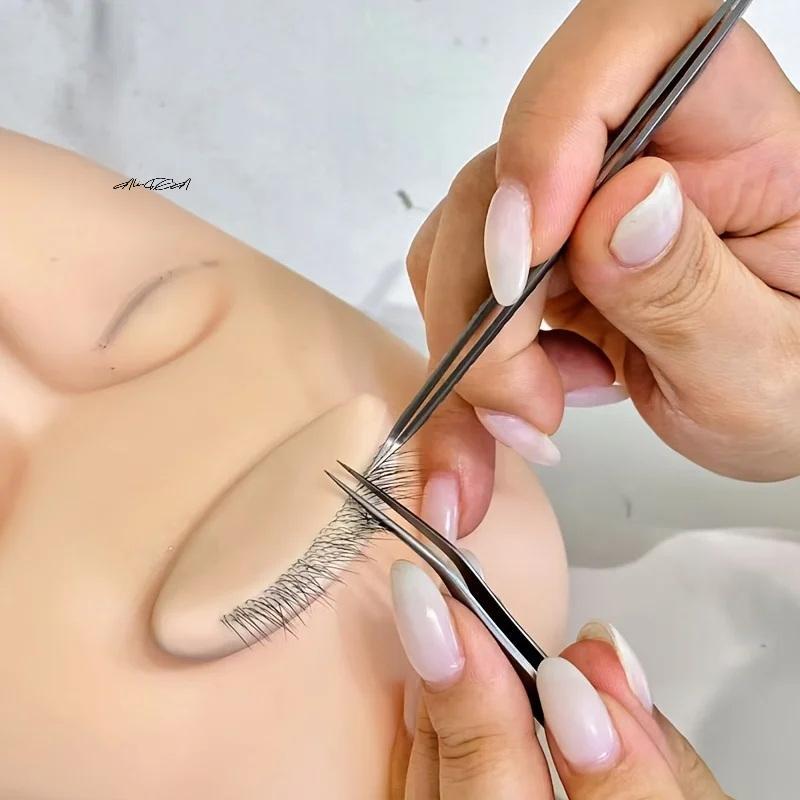 1 ks Silikonový model pro nácvik řas s realistickými prodlouženími Opakovaně použitelný tréninkový nástroj oční víčko pro učení aplikace řas