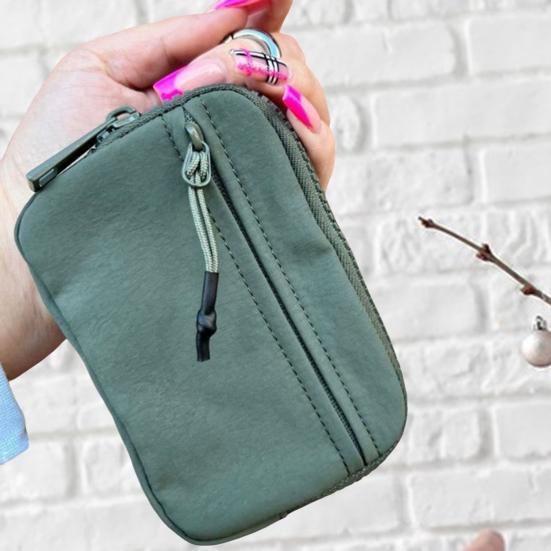 Portable Card Holder Mini Wallet Zipper Closure Multiple Compartments Waterproof Small Size Large Capacity Zip Keychain Pouch