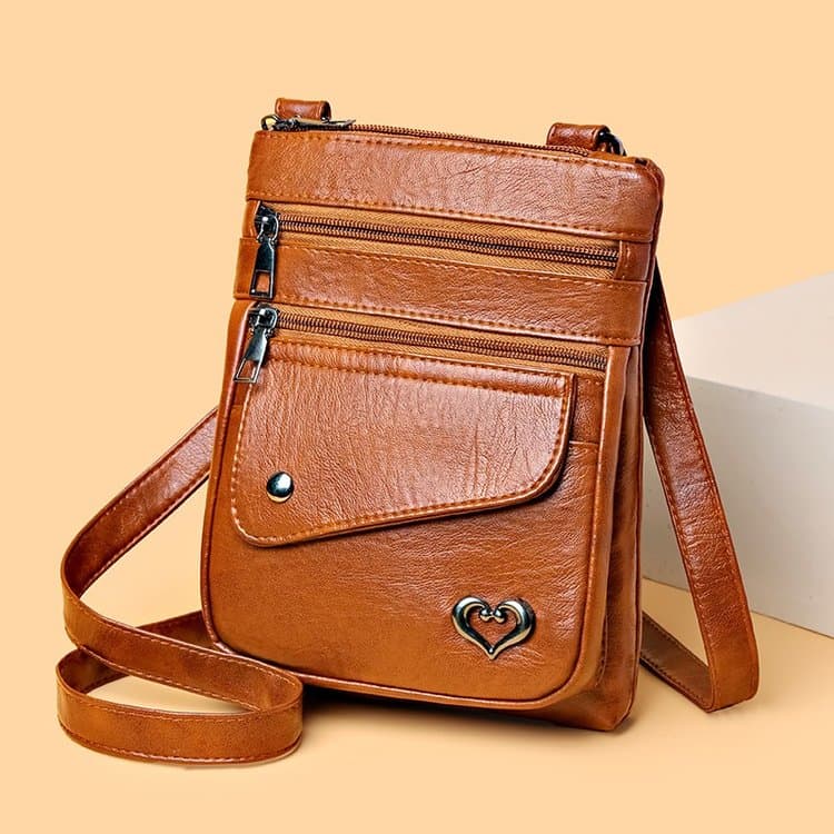 Damen weiche Lederschulter-Crossbody-Tasche Münzbörse