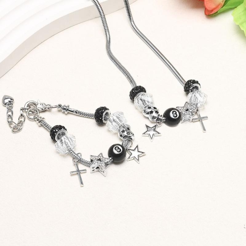 Zinc Alloy Star Crucifix Design Necklace Adjustable Lightweight Bracelet Punk Jewelry Piece For Various Occasions