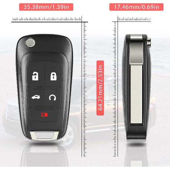 5 Buttons Flip Remote Fob Fits for Chevy Equinox Camaro 2010 2011 2012 2013 2014 2015 2016 2017 Chevrolet Cruze Malibu Impala Sonic GMC Terrain Buick
