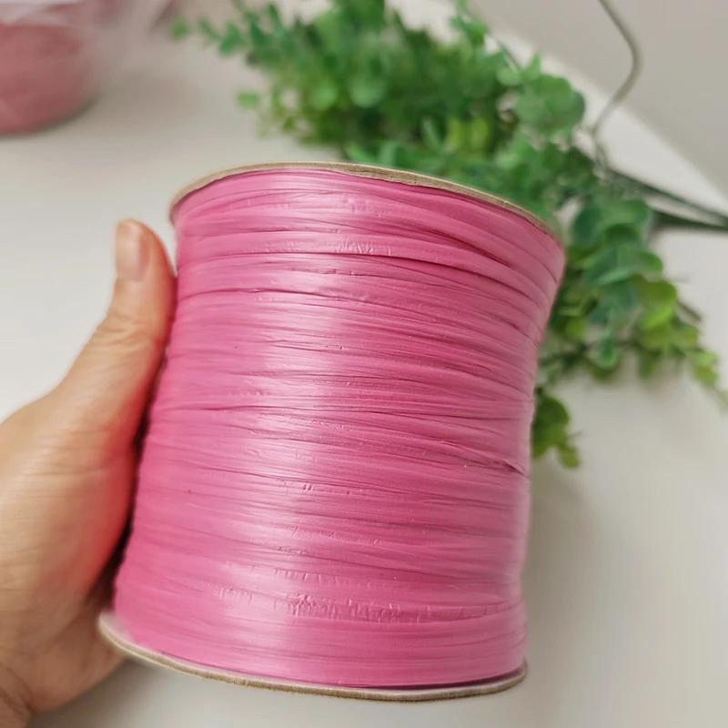 600M Raffia Strohgarn Häkelgarn für DIY Stricken Sommerstrohhut Handtaschen Kissen Handgeflochtenes Strohgarn