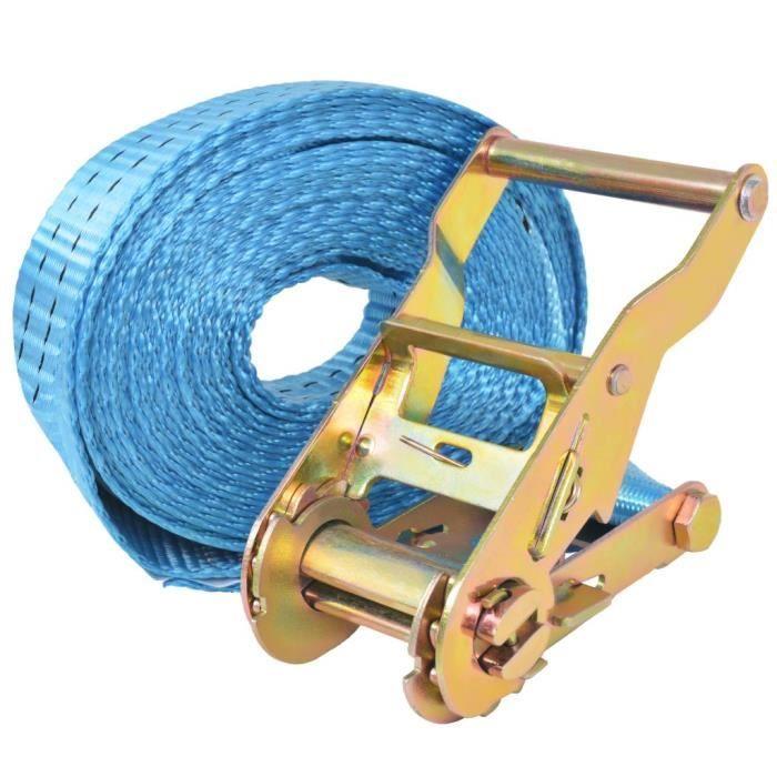 VidaXL Sangle d’arrimage à cliquet 10 pcs 2 tonnes 6 m x 38 mm Bleu
