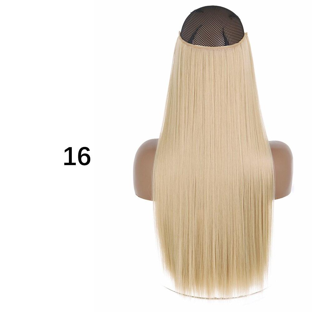 MERISIHAIR Clip-less Synthetic Hair Extensions Invisible Line Hairpiece 16 22 32 Inches Natural Black Brown Blonde for Women