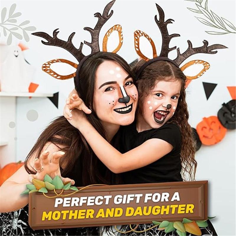 Festive Reindeer Antler Headband Set Includes Decorative Stickers Comfortable Cloth For Kids Adults Christmas Event