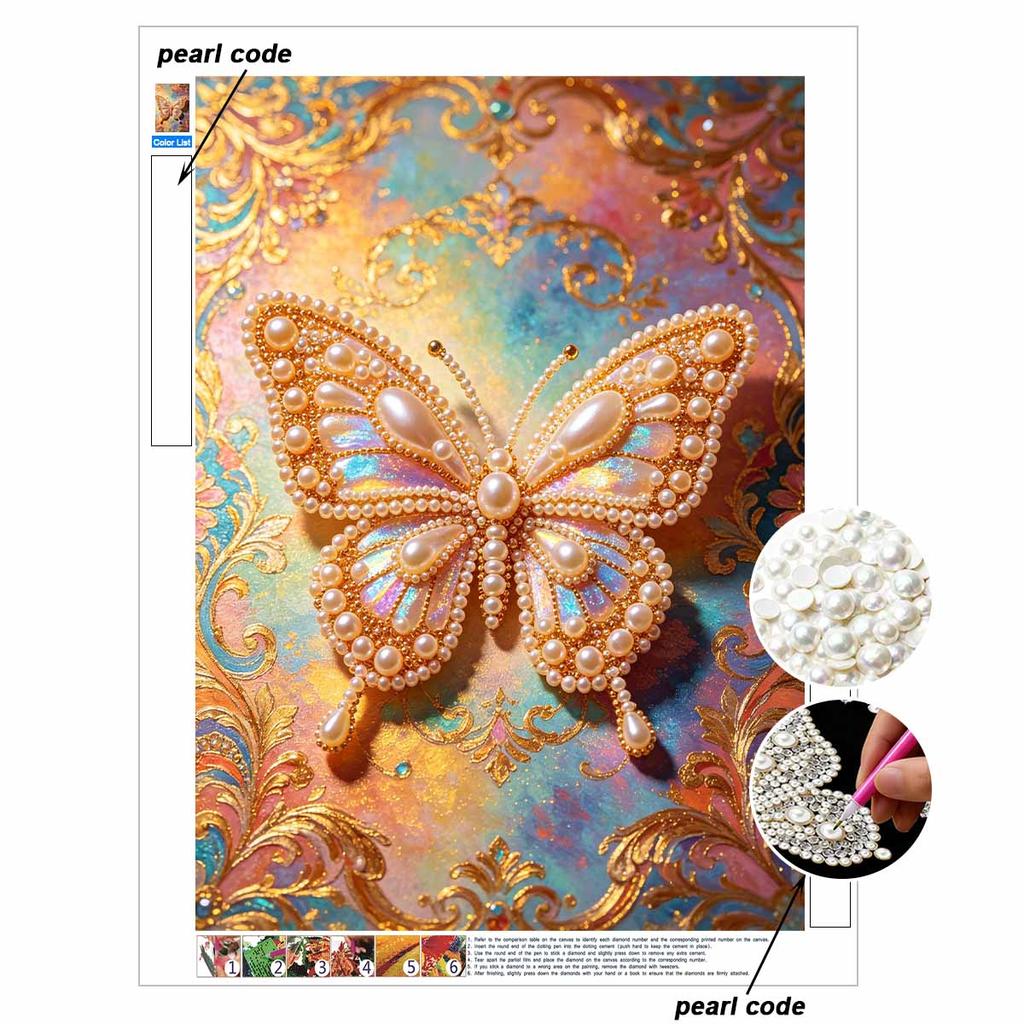 Pearl Art Painting Butterfly Home Wall Decor Art Crafts Handmade DIY Adult/Beginner Gift Creative Home Decor Frameless Wall Art Kit