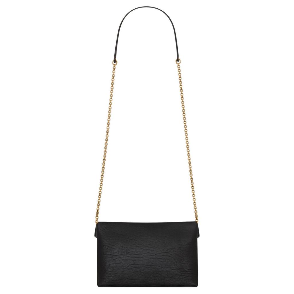 Saint Laurent Ysl Cassandre Logo Chain Shoulder Strap Lambskin Envelope Crossbody Bag Women bags Black 847638-AACYT-1000