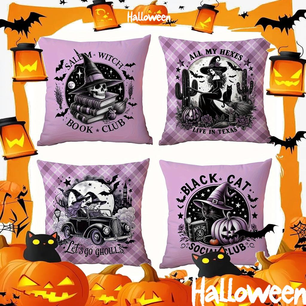 Witch with Skull and Books PillowcaseSuitable for living room bedroom sofa decorative cushion cover pillow cover