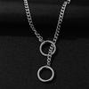 Anillo de Color Plata Punk Rock Cadena de Cuerda para Tirar con Aro Cadena Cubana en Forma de Y Gargantilla para Hombres Mujeres Joyería de Tendencias Hip Hop