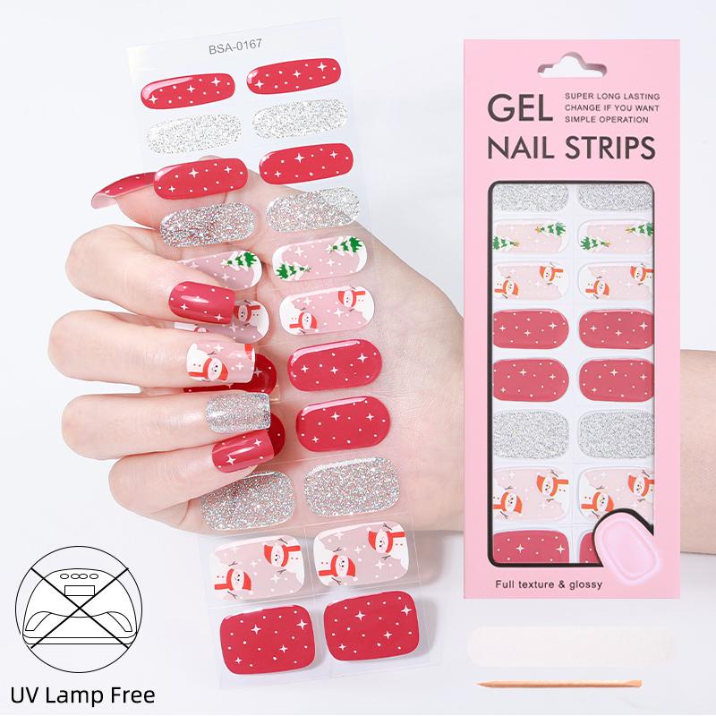 Factory Direct Fully Cured Gel Nail Stickers Popular Christmas Styles