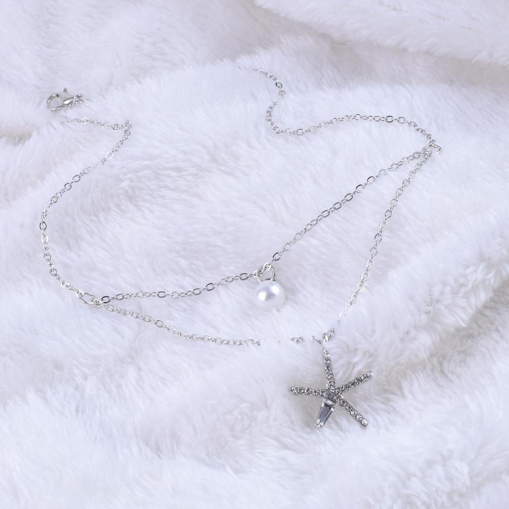 Versatile Double-Layer Starfish Pearl Necklace, Luxurious Niche Choker, Design-Forward Clavicle Chain for Women