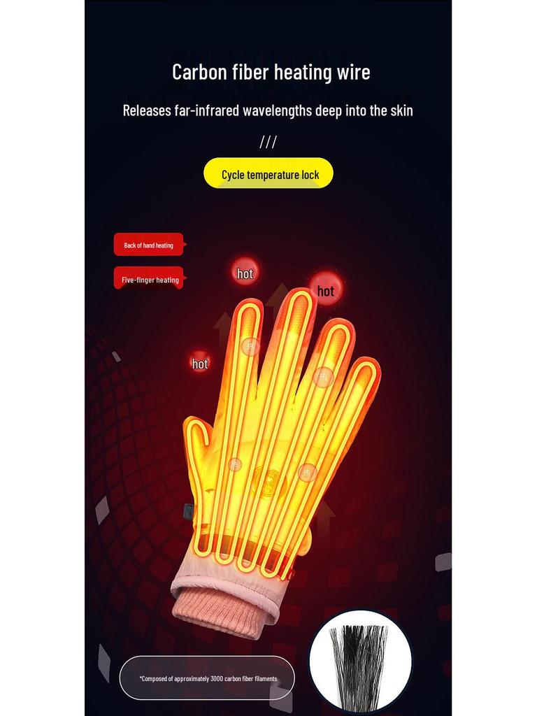 Infrared Heated Winter Gloves for Outdoor Cycling, Motorcycling & Skiing