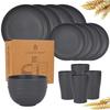 TEMU Wheat Straw 16-Piece Tableware Set: Bowls, Plates, Cups, and Cutlery
