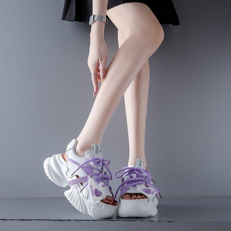 Fashion Summer Cute Women's Sneakers Mesh High Top Sports High Heel Wedge Sandals Breathable Casual