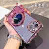 KEYSION Luxury Glitter Jewelled Magnetic Phone Case for iPhone 13 14 Pro Max Makeup Mirror Ring Stand Shockproof Back Cover