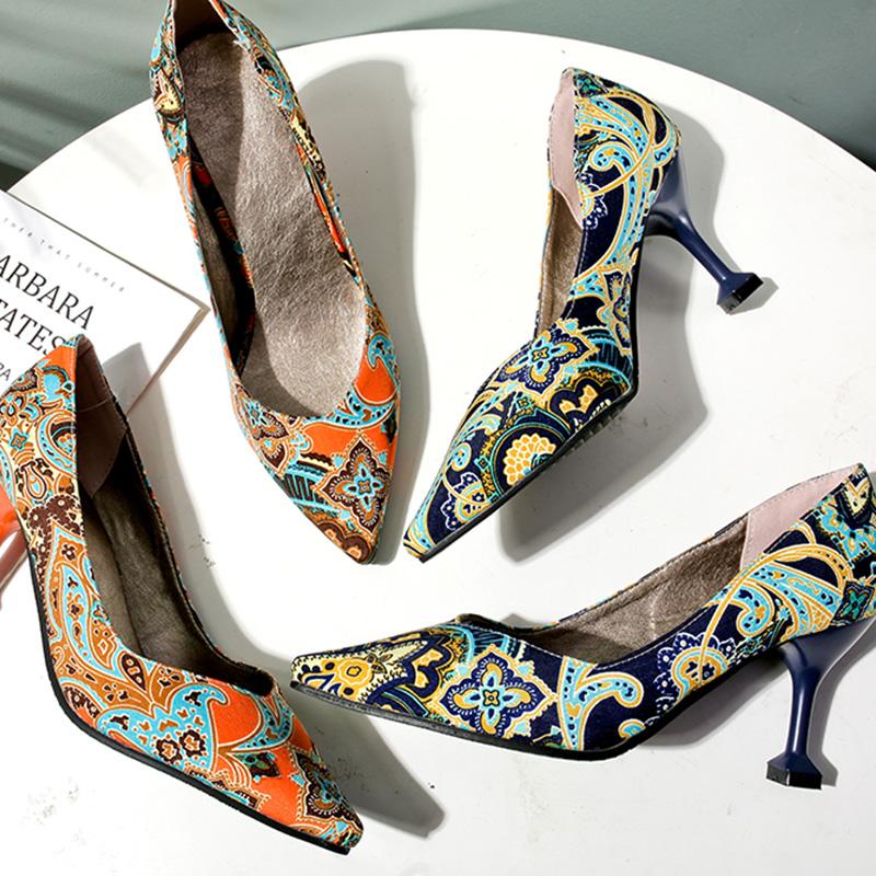 Women's high-heeled single shoes spring and summer pointed thin heels large size versatile low-top shoes