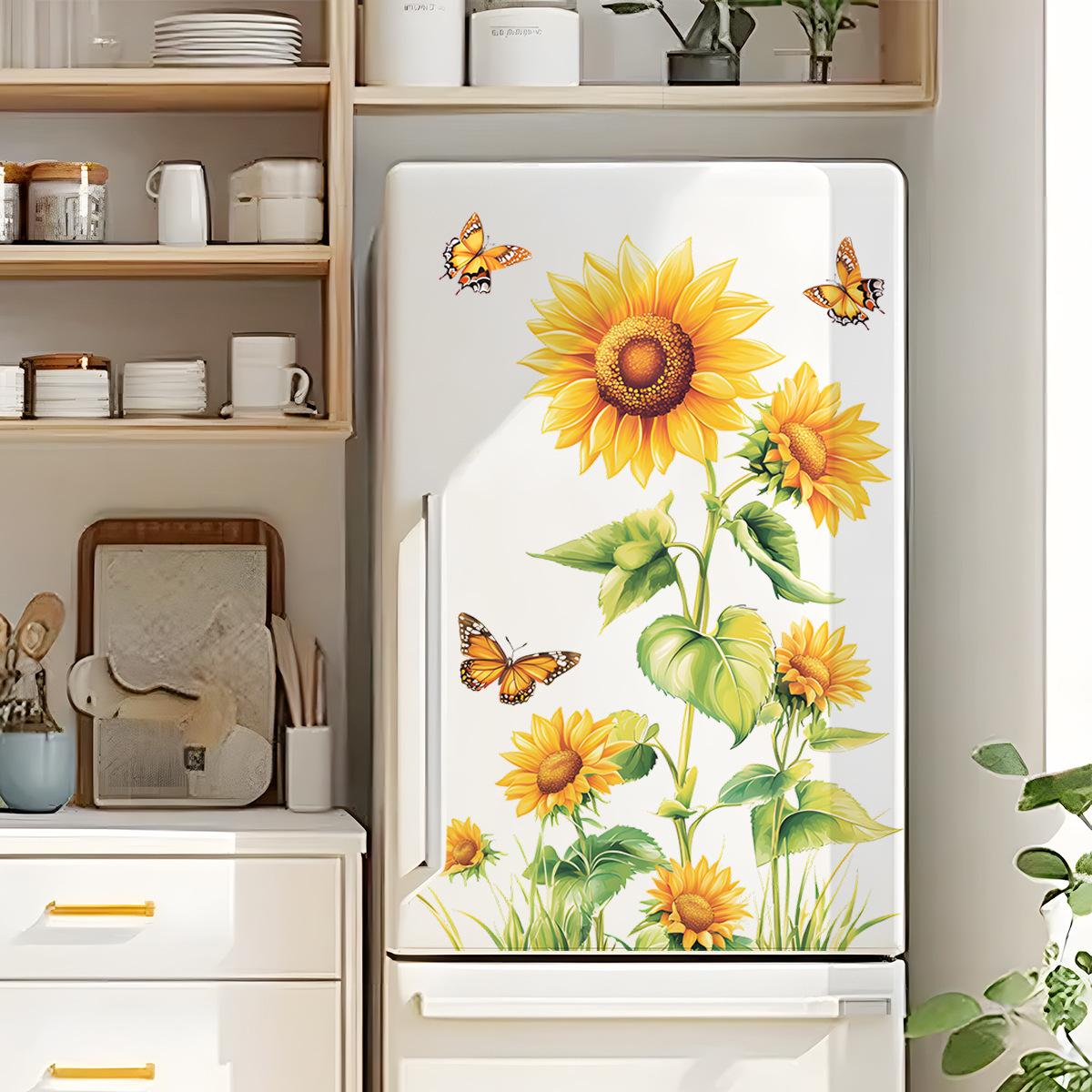 

New Creative Sunflower Butterfly Refrigerator Sticker Bedroom Living Room Home Wall Decoration