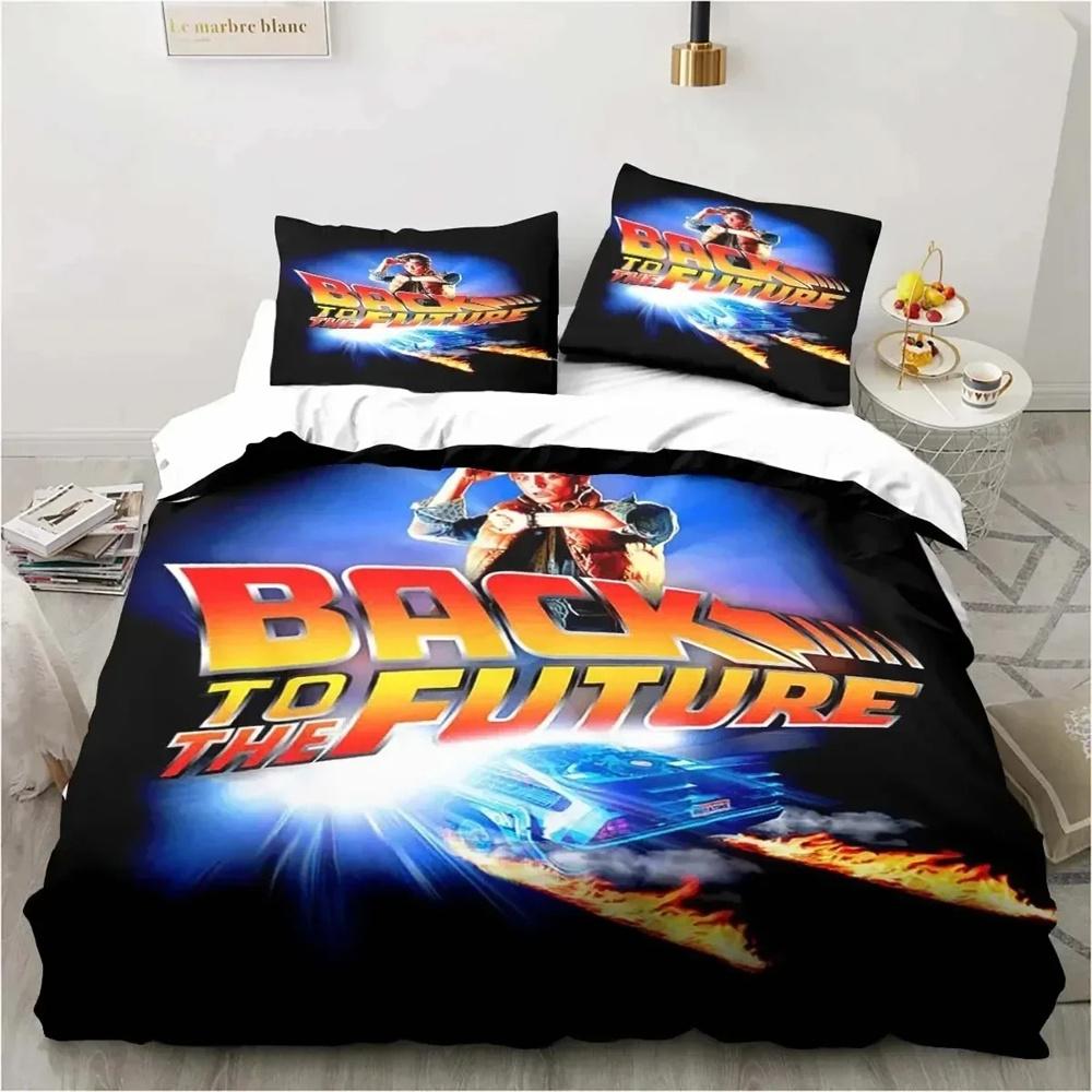 Klassische Film Retro Bettwäsche, Zurück in die Zukunft, Dreiteiliges Set, Einzel- und Doppelbetten, Kingsize-Bett, Extra große Daunendecke