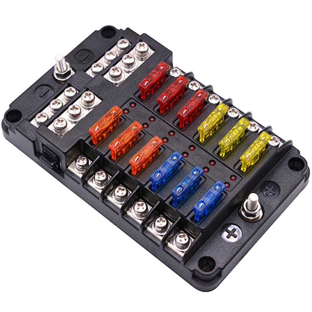 Fuse Box Holder 12V 32V Plastic Cover Fuse Box M5 Stud With LED Indicator Light 6 Ways 12 Ways Blade For Auto Car Boat Marine Fuses4