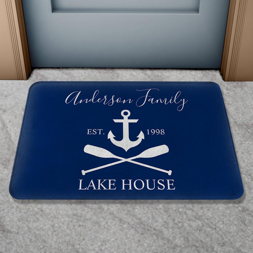 Personalized Custom Boat Name Doormat Indoor Outdoor Anti Slip Bath Mat Welcome Aboard Door Mat Home Decor Bathroom Rug