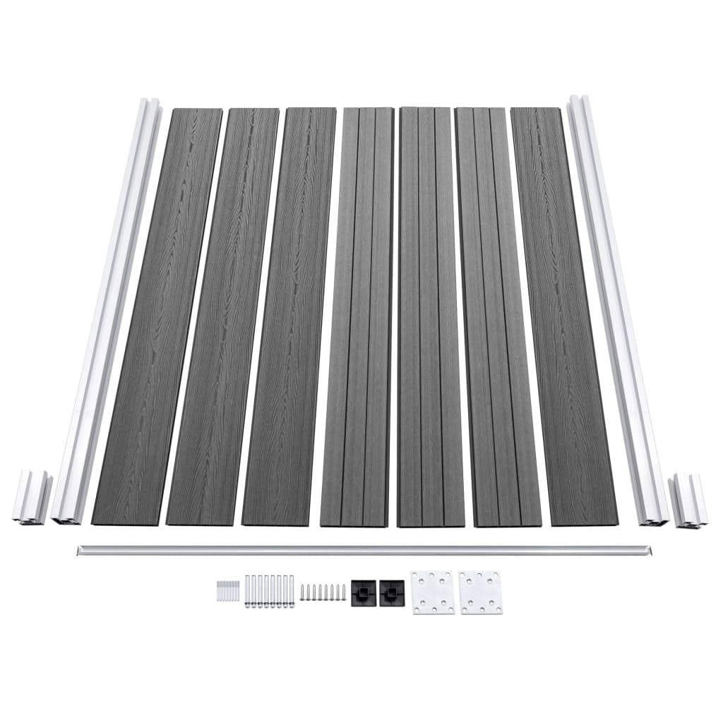 WPC Fence Set: 1 Square Panel + 1 Diagonal Panel 273 X 186 Cm Grey