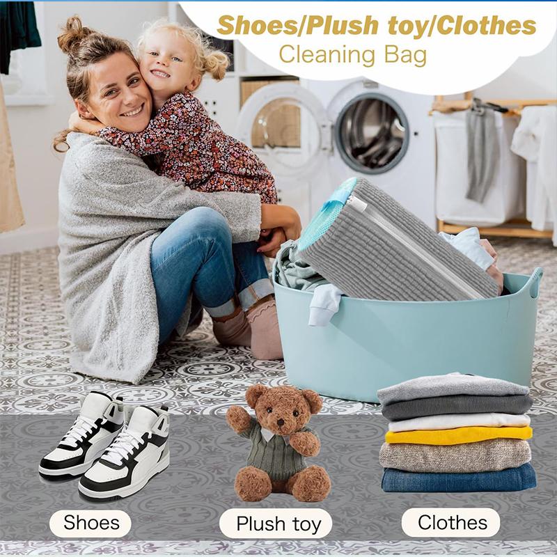 Wash Shoe Cleaning Bag Padded Net Laundry Shoes Protector Fluffy Fibers Polyester Washing Shoes Machine Laundry Bag Drying Bags