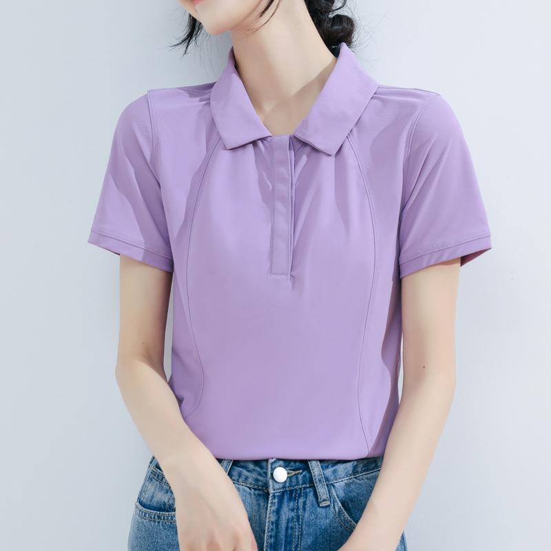 New Summer Casual Age-reducing Short-sleeved T-shirt for Women Simple Texture Sports Thin Women's Polo T-shirt