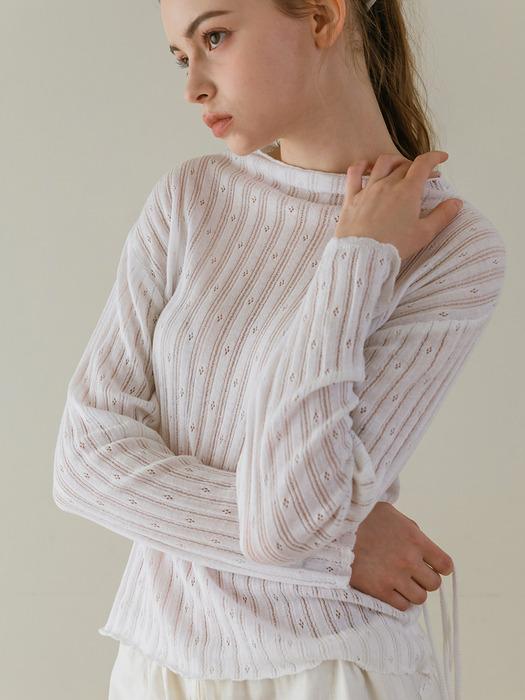Tinnit Punched Lace Frill Knit_White White/Free