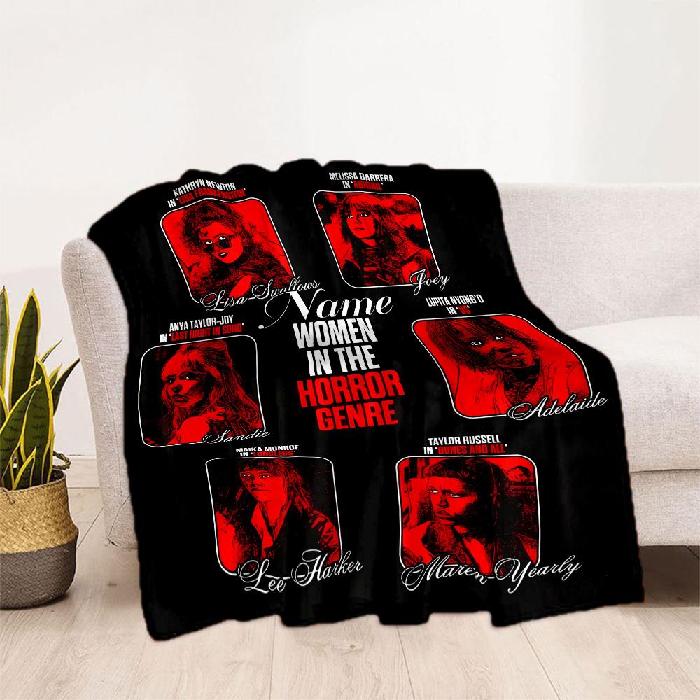 Women Horror Customize Your Name Blanket Multi-purpose Personalized Blanket Soft Warm Cozy Suitable for Sofa Picnics Bedding Office Chair