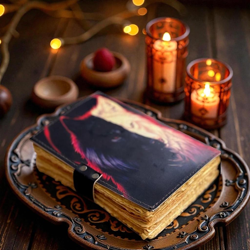 Handmade Dual Wolf Leather Journal | 5×7" Vintage Notebook with 200 Deckle Edge Pages | Yin-Yang Wolf Diary with Lock | Spiritual Writing & Sketchbook