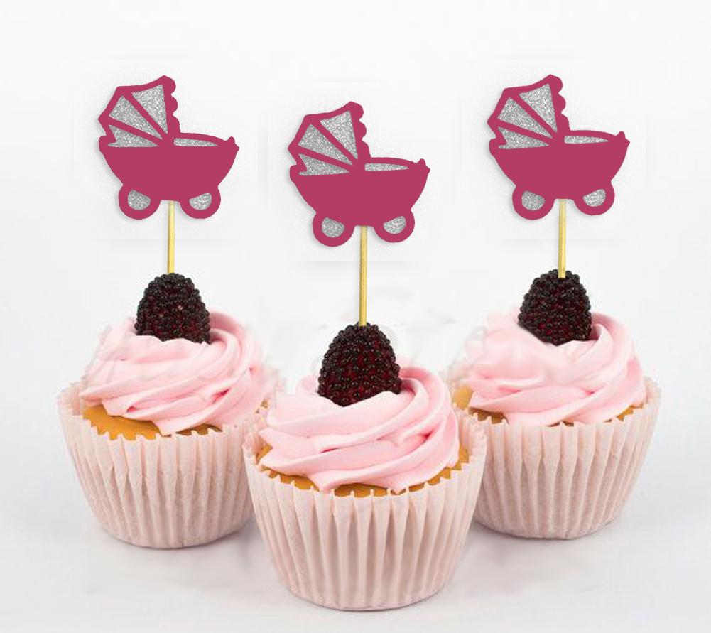 Darling Souvenir| Ozdoby na muffiny do kočárku na oslavu narození miminka| Dekorace na dezert - sada