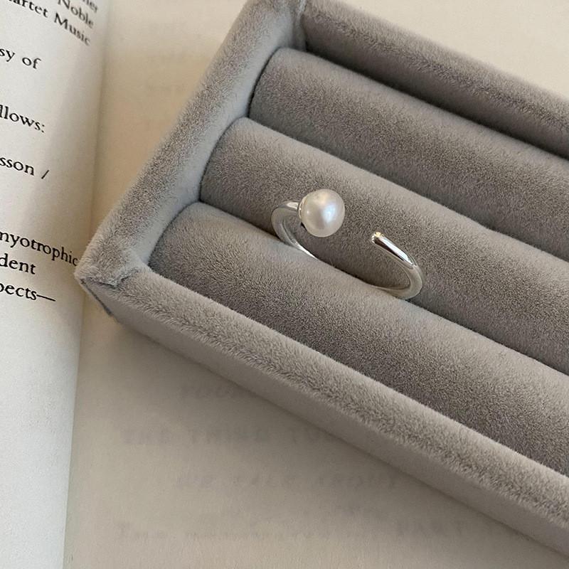 Minimalist Elegant Pearl Open Ring For Women Stylish Unique Design Available In Adjustable Sizes