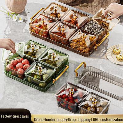 Luxurious Compartment Candy Box: Elegant Living Room Snack & Fruit Tray with Lid