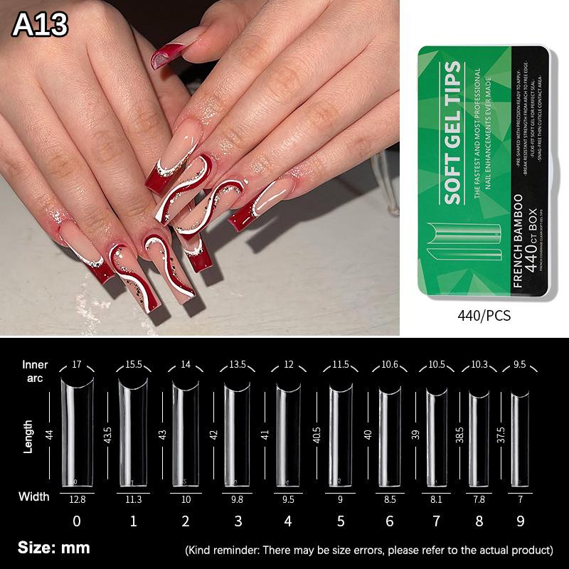 440/550Pcs Clear Acrylic Long Fake Nails Capsules Almond French Coffin Full Half Cover False Nails Artificial Nail Soft Gel Tips
