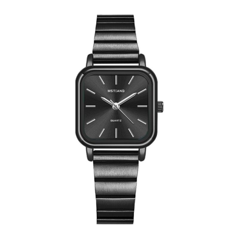 Hochwertige Uhr Weiblich High-School-Schüler Nische Leichter Luxus Quadratisch Einfach Französisches Temperament Stil Bambus-Stahlband Damen Uhr