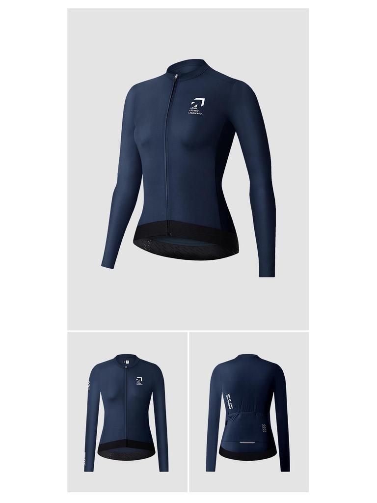 NUCKILY Women's Long Sleeve Cycling Jersey - Breathable, Sweat-Wicking, Tight-Fit Road Bike Top for Spring and Autumn.