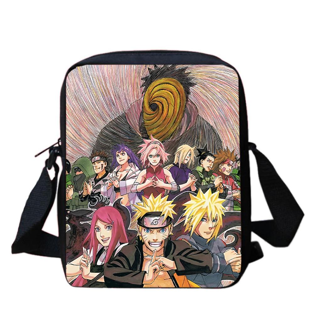 Cartoon Adjustable Straps NARUTO Shoulder Bags Light Weight Crossbody Bags For Boys & Girls Age 6-10, Secure Zipper Closure.