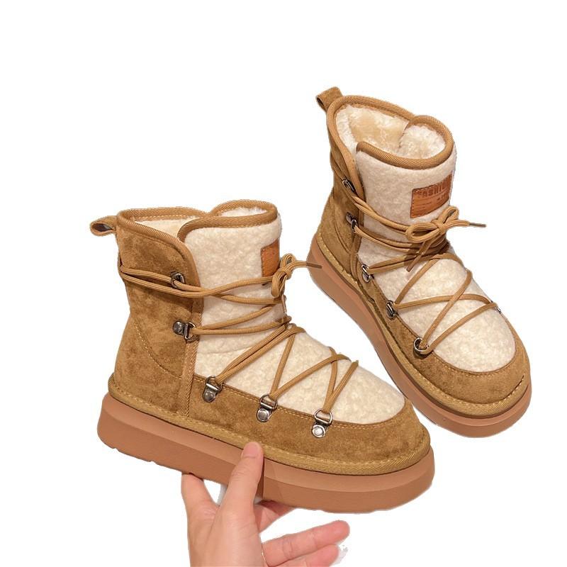 Niche retro style design sense straps snow boots women's 2025 winter new thick-soled non-slip Northeast cotton shoes Martin boots