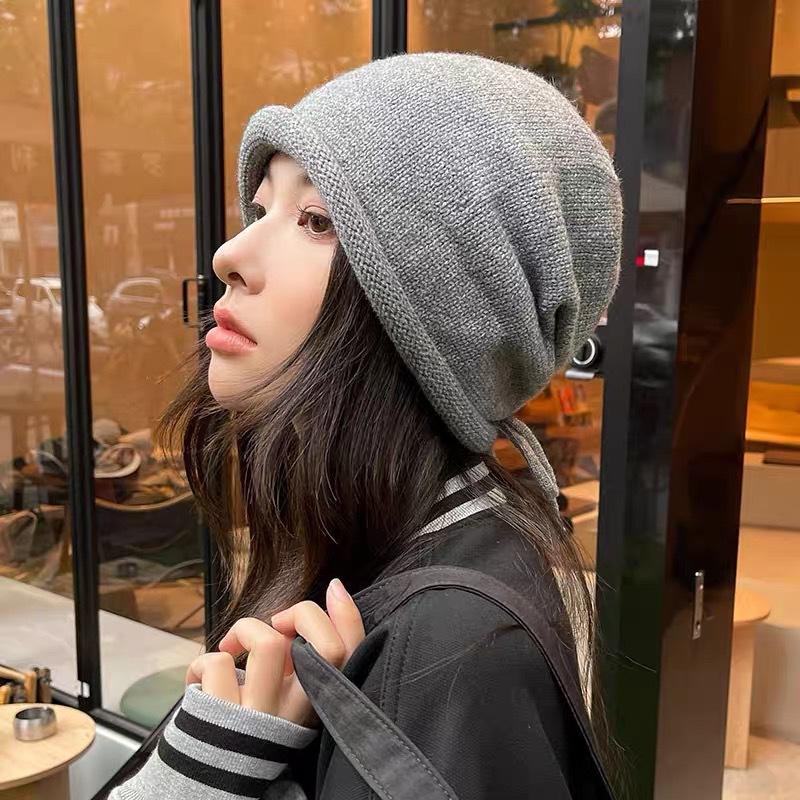 Autumn and Winter New Hats, Women's Hats, Wool Hats, Loose Big Head Circumference, Warm Stacks, Cold Hats, Knitted Ear Protectors, All-match Hats