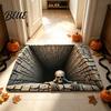 Non-slip Floor Mat 3D Skeleton Halloween Rug, Spooky Optical Illusion Entrance Depth Washable Kitchen Rug Pattern Non-Slip for Living Room Bedroom